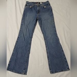 bongo Medium Wash Flare Wide Leg Jeans with Classic Stitching